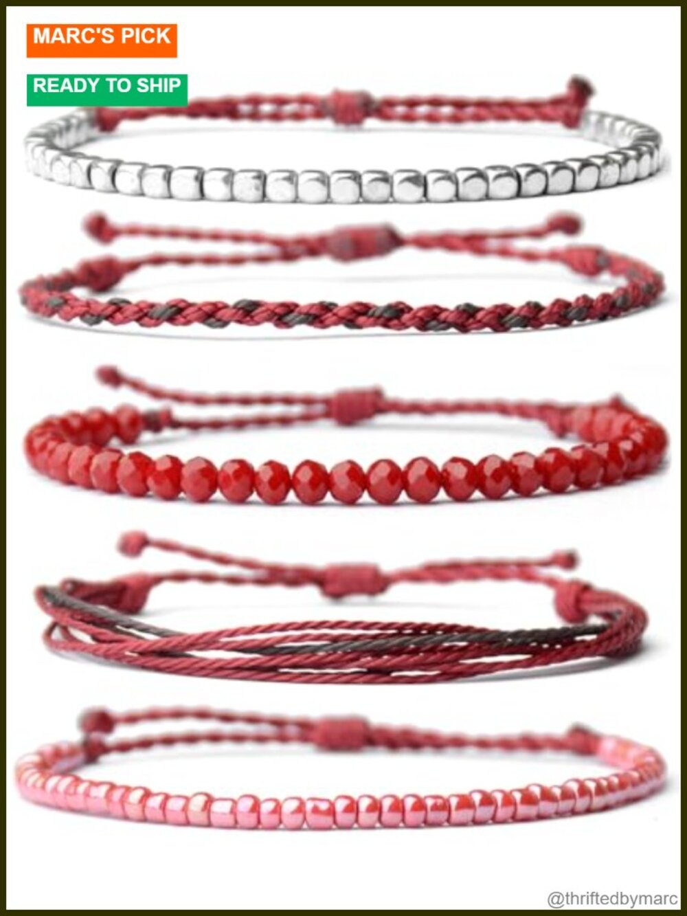 Handmade Waterproof Rope Bracelets Set of 5 Stackable Bohemian Summer
